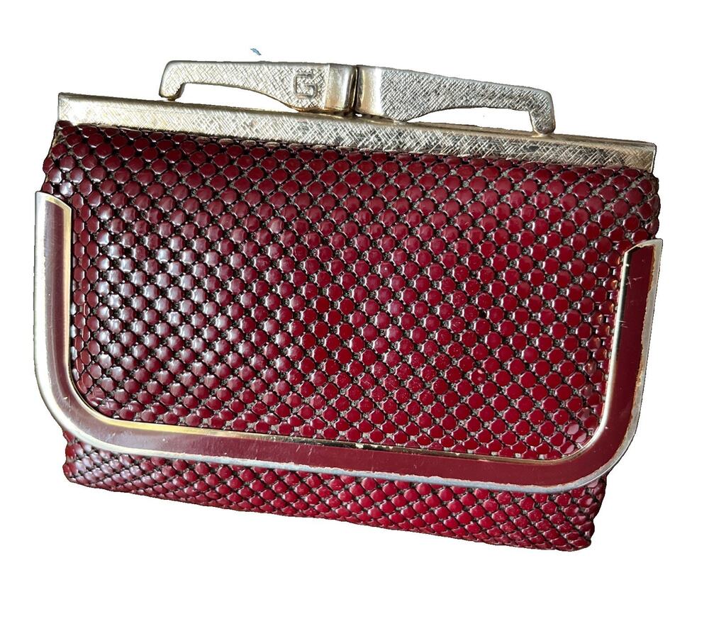 VINTAGE GLOMESH AUSTRAILIAN Red MESH WALLET COIN PURSE KISS Lock